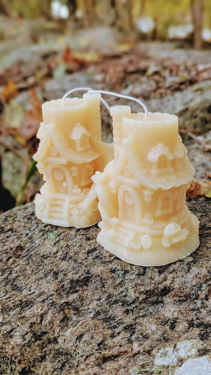 Magic Treehouse Handmade Candle - Unique Pink & Cream Castle Design for Cozy Atmosphere