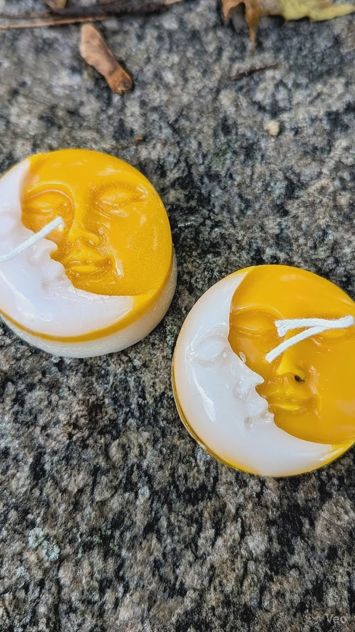 Sun and Moon Handmade Candle - Unique Face Design - Perfect for Decor and Scented Aromatherapy