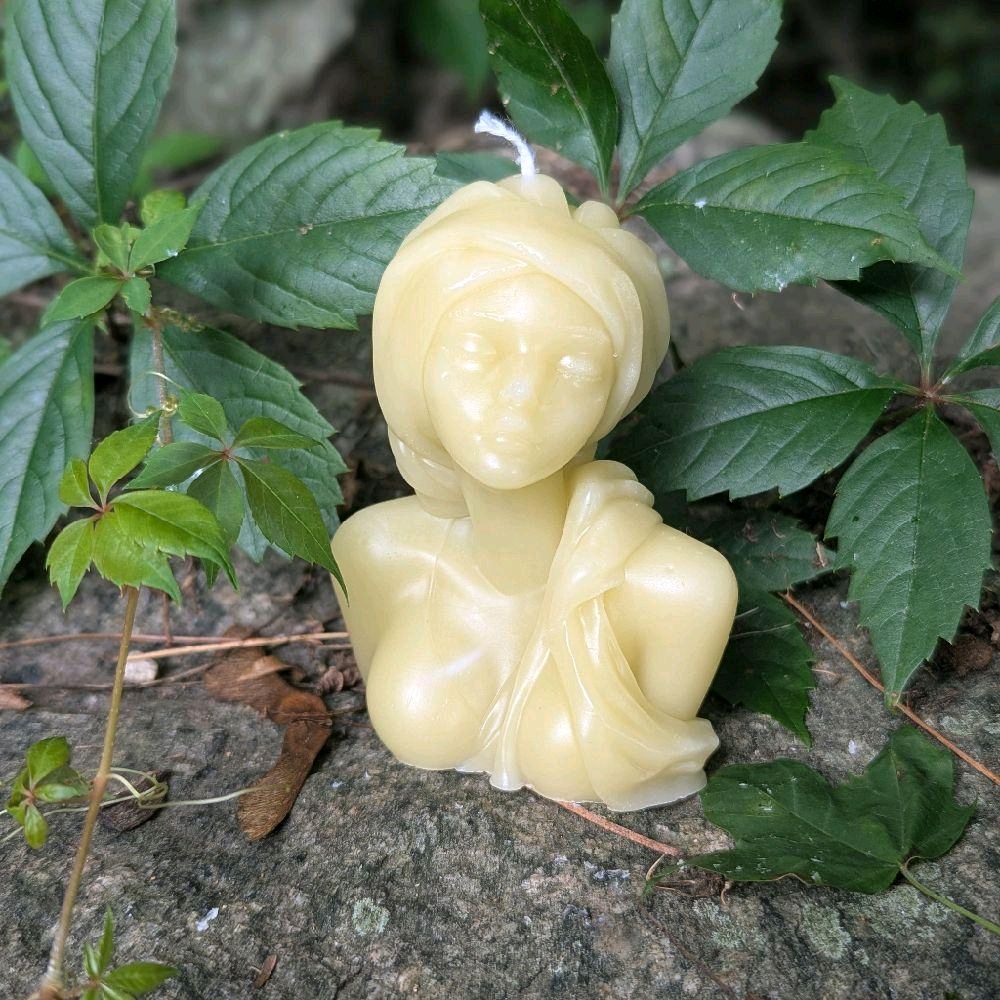 Lady with Scarf Soy Wax Ritual Candles Unscented with Color and Scent Options Unique Artistic Design Decoration Decor