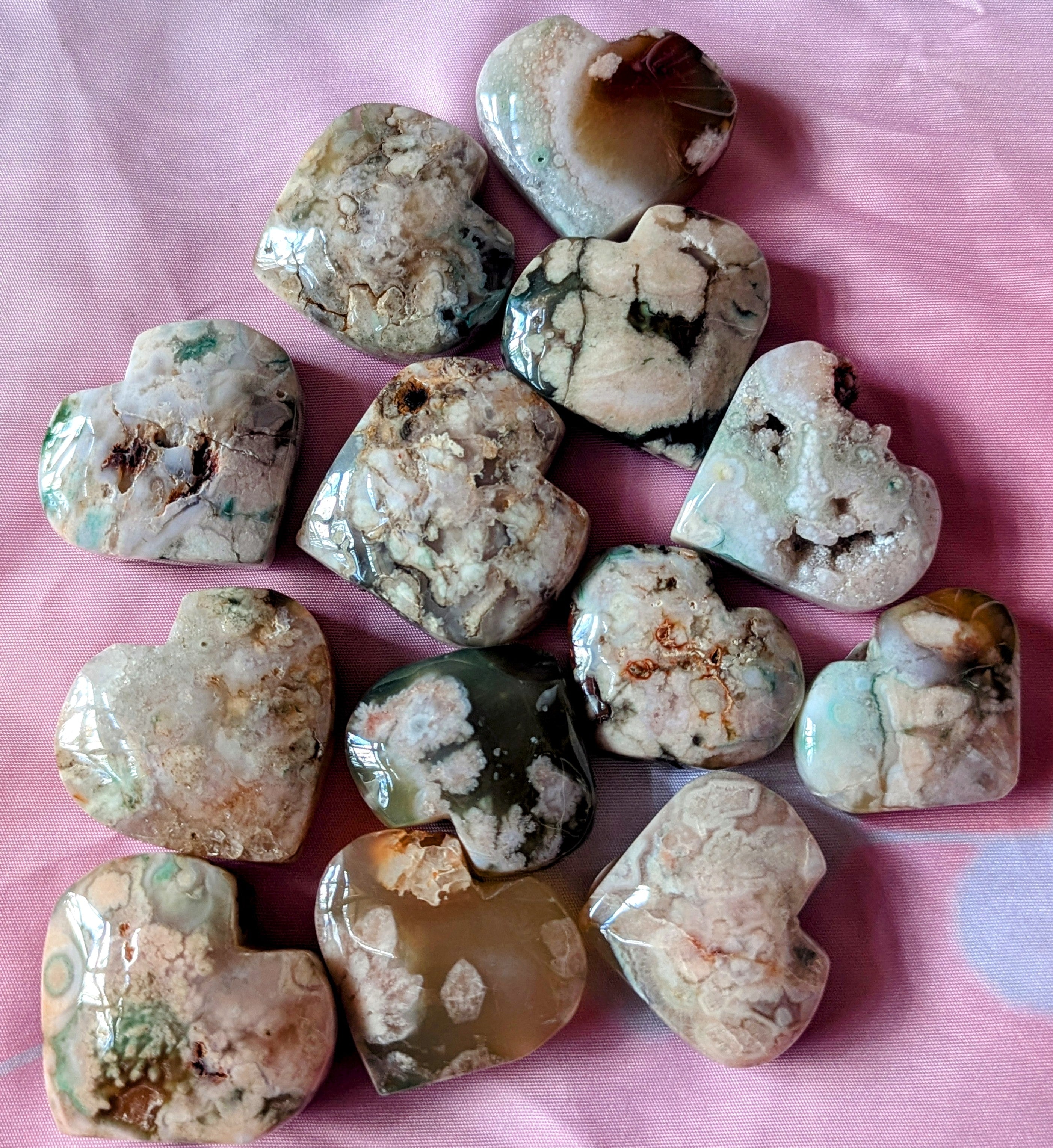 Green Sakura Agate palm heart's (S)