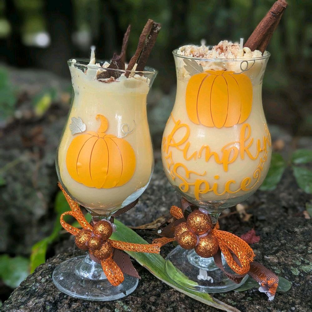 Pumpkin Spice Soy Wax Candles with Pumpkin Design and Orange Ribbon Decorations Decorative Scent Scented Aroma