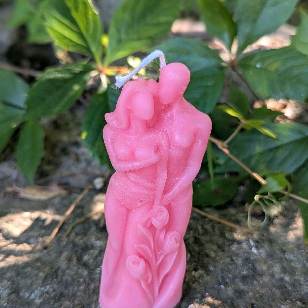 Couple's Soy Wax Ritual Candles Unscented Pre-Order Devotional Decorative Candle Ornaments Pink Cat-Shaped Design with Prayer Hands and Eye Eco-Friendly Natural Alternative