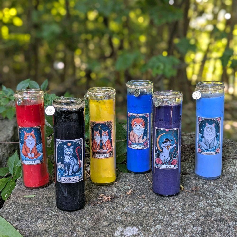 Zodiac Intentional 5 Day Candle - Colorful Astrological Design Featuring Gemini, Cancer, Aries & More