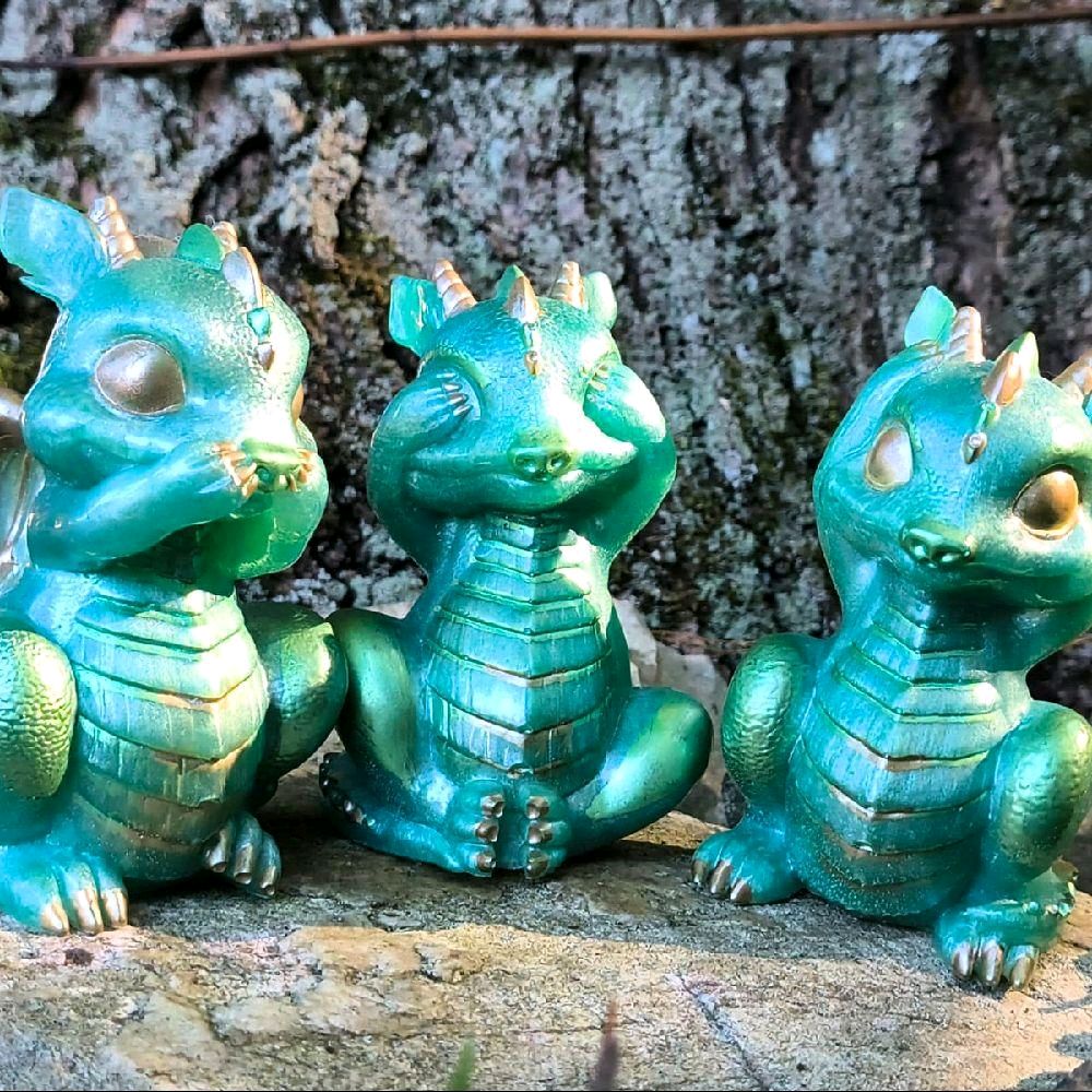 Resin Glow in the Dark Dragons Speak No Evil Hear No Evil See No Evil Collectible Figurines Decorative