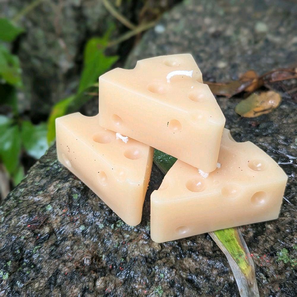 Cheese Shaped Soy Wax Candle Handcrafted Non Toxic Eco Friendly Decorative Light Source for Home Decor