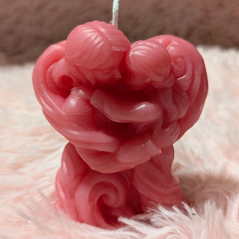 Mother and Daughter Handmade Ritual Candle - Unique Pink Design Handcrafted Artisanal Product