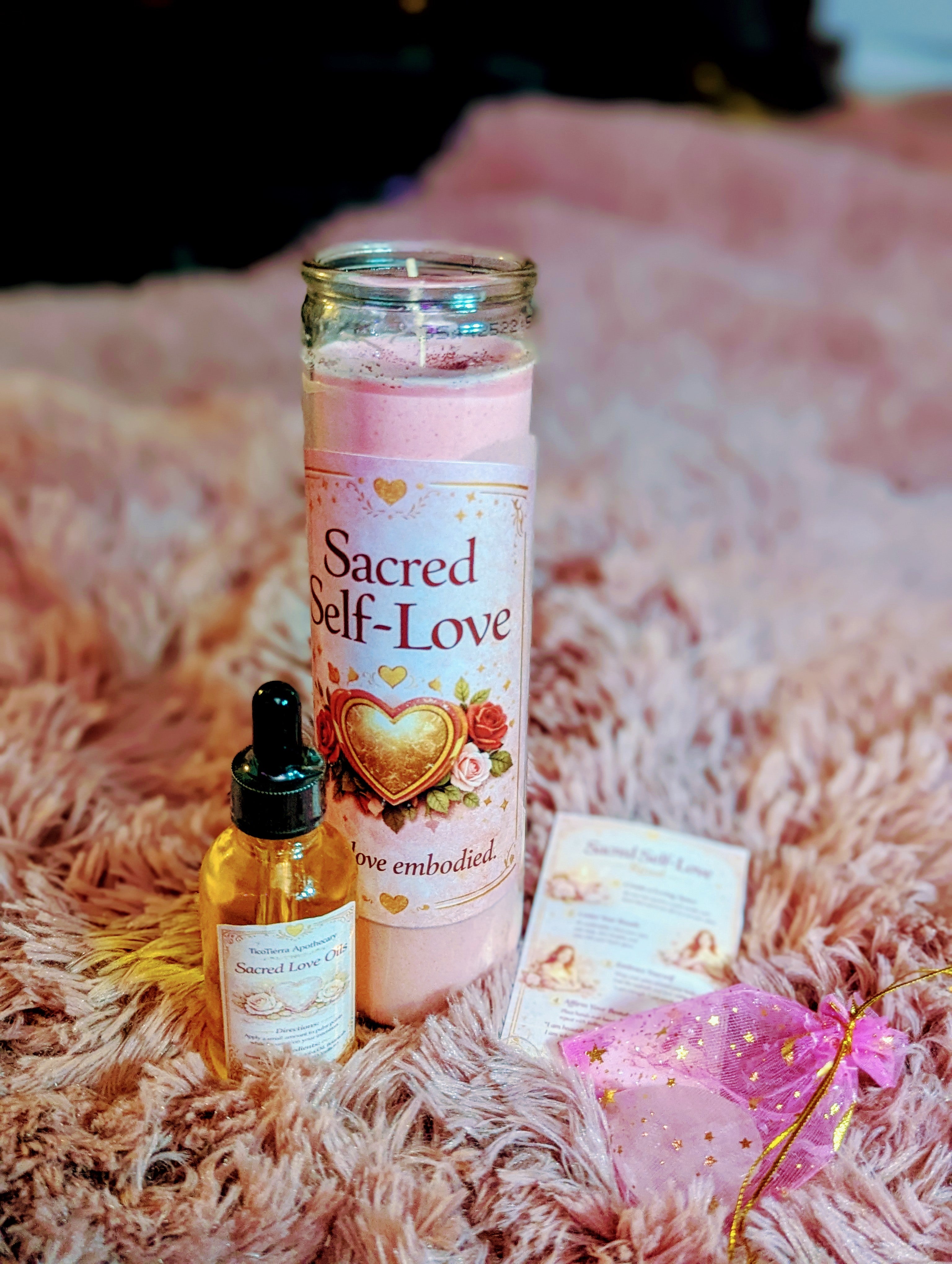 Valentine's Day Candle Collection Sacred Self-Love with Love Embodied Oil and Rose Quartz Crystals for Romantic Atmosphere