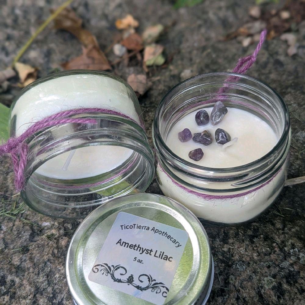 Intentional Candles Infused with Crystals and Essential Oils Wild Lavender Blueberry Scented