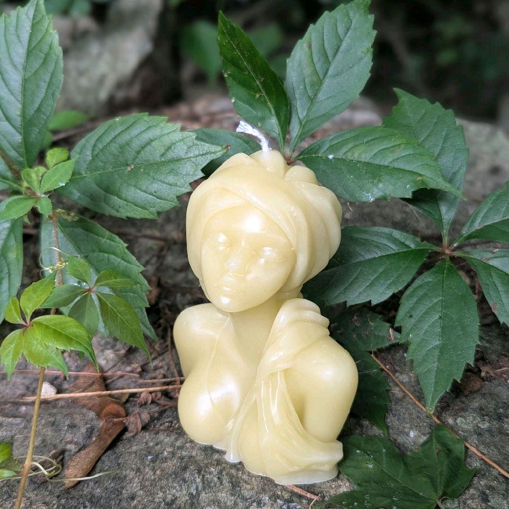 Lady with Scarf Soy Wax Ritual Candles Unscented with Color and Scent Options Unique Artistic Design Decoration Decor