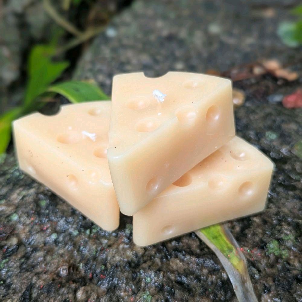 Cheese Shaped Soy Wax Candle Handcrafted Non Toxic Eco Friendly Decorative Light Source for Home Decor