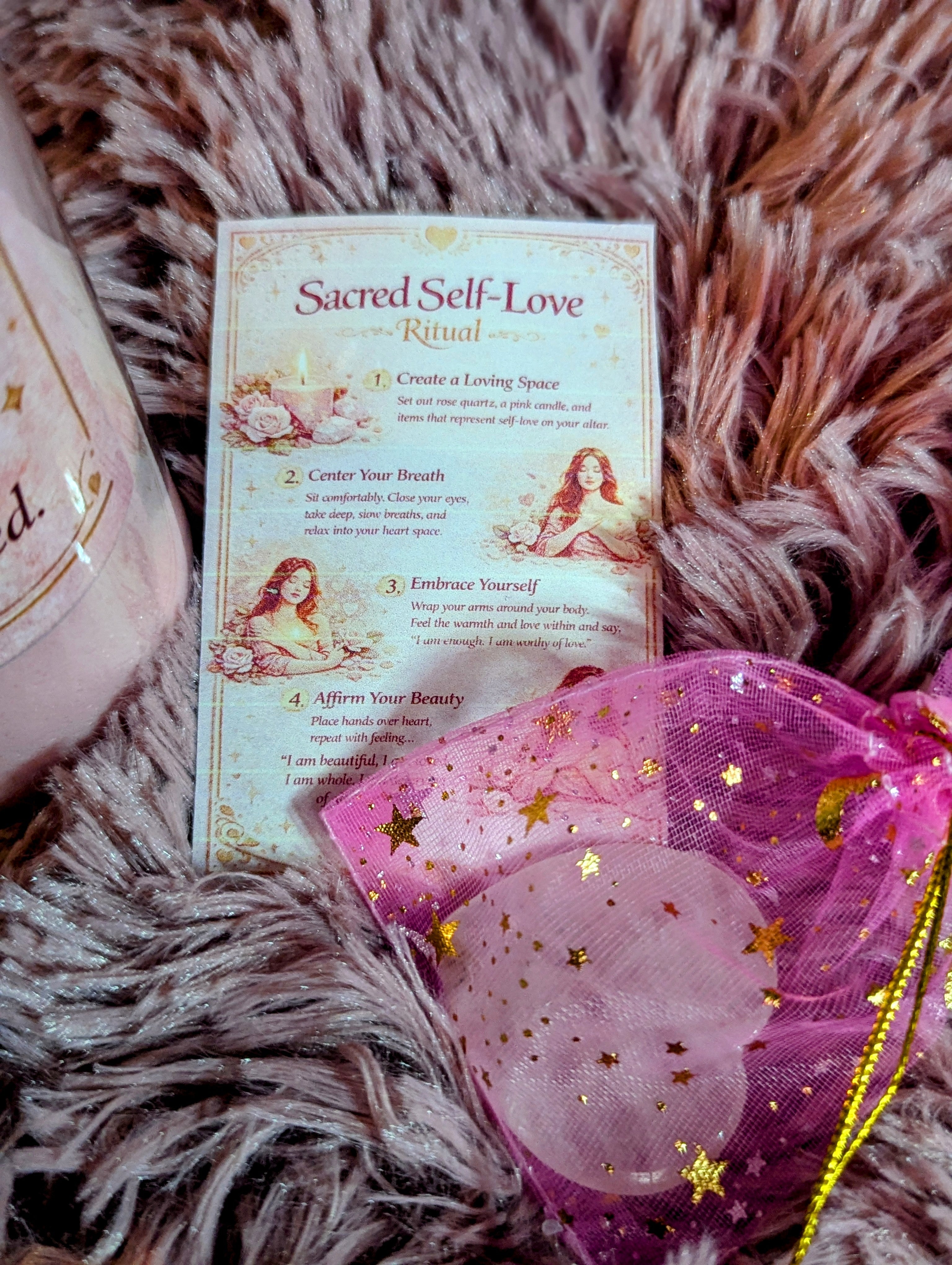 Valentine's Day Candle Collection Sacred Self-Love with Love Embodied Oil and Rose Quartz Crystals for Romantic Atmosphere