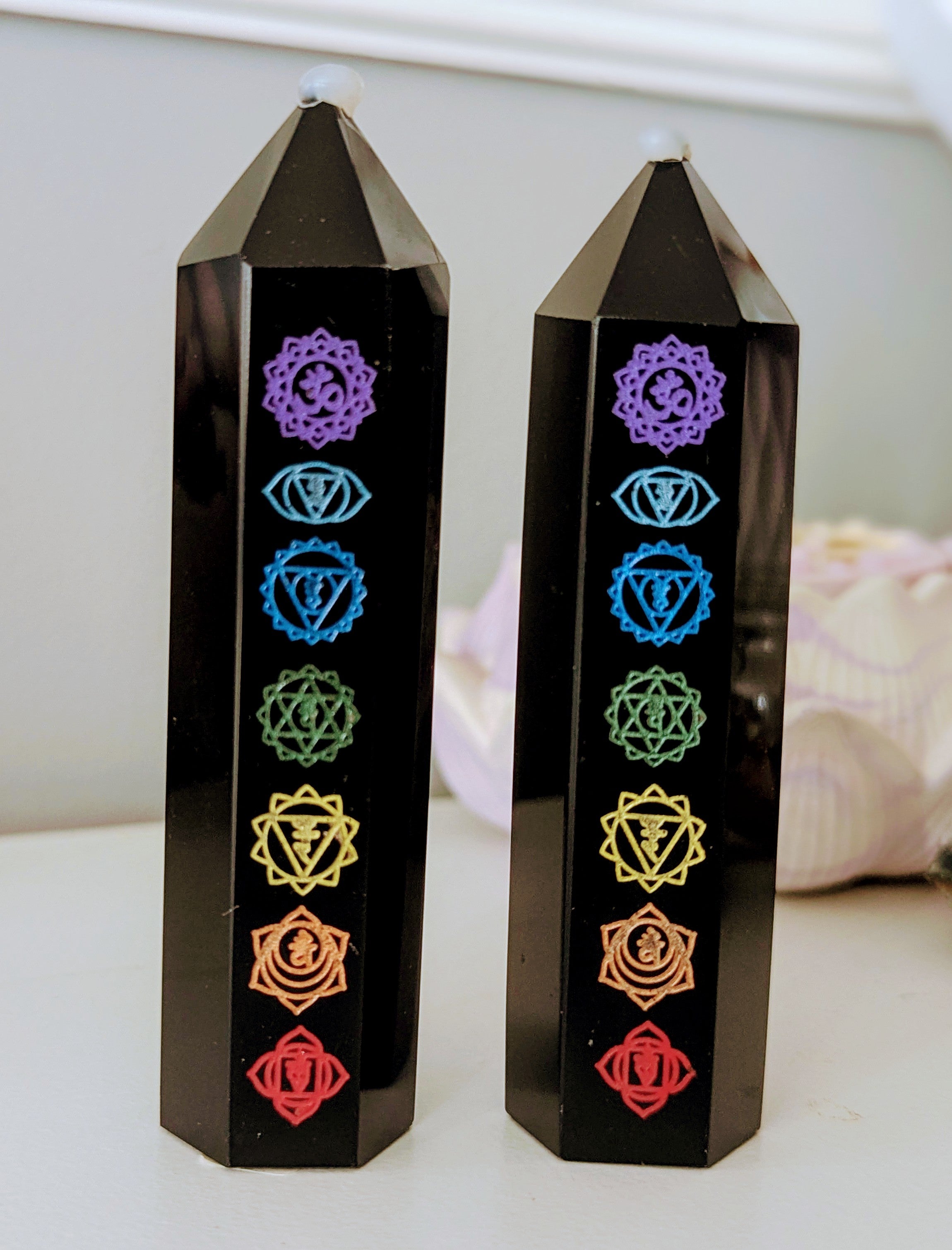 Black Obsidian Chakra Tower
