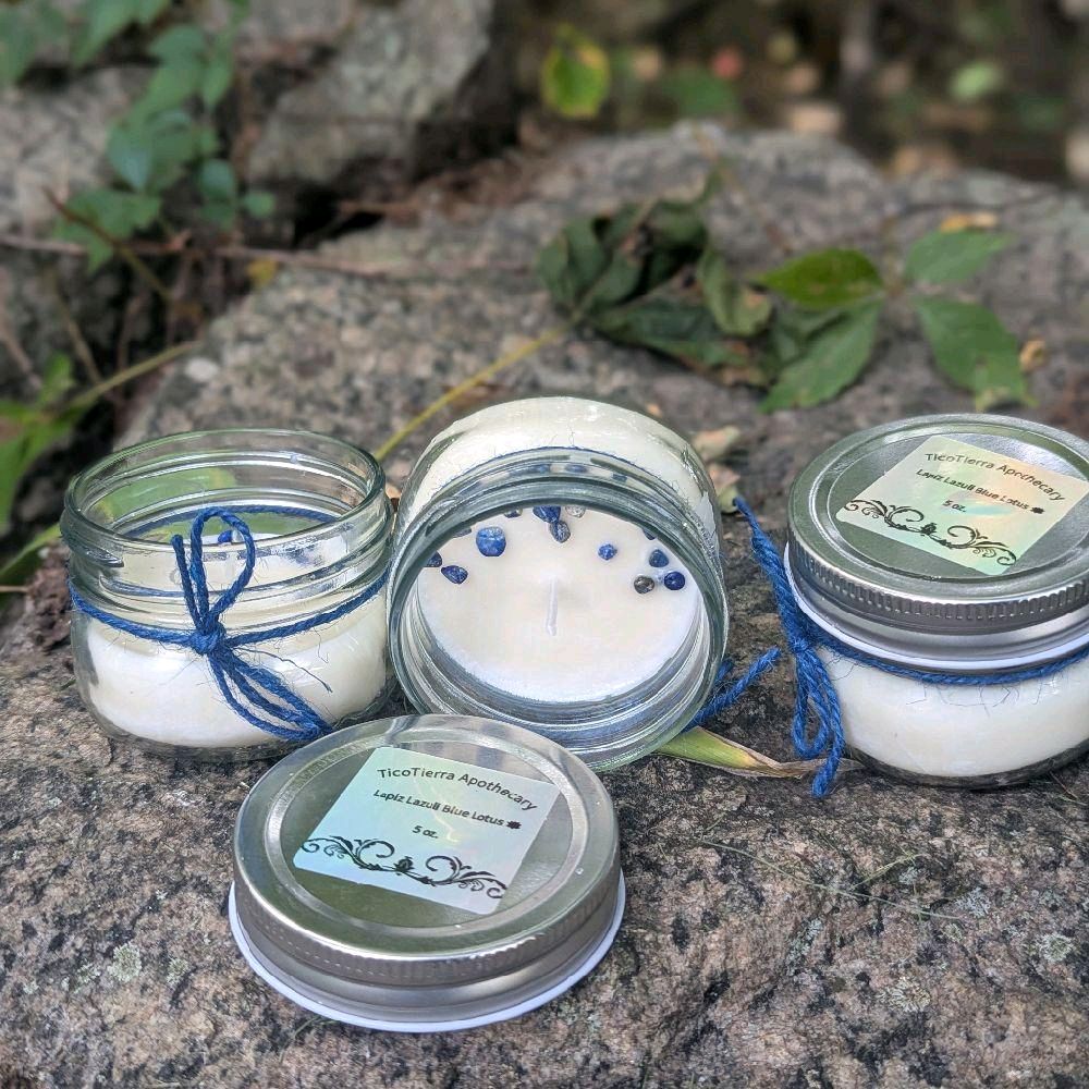 Intentional Candles Infused with Crystals and Essential Oils Wild Lavender Blueberry Scented