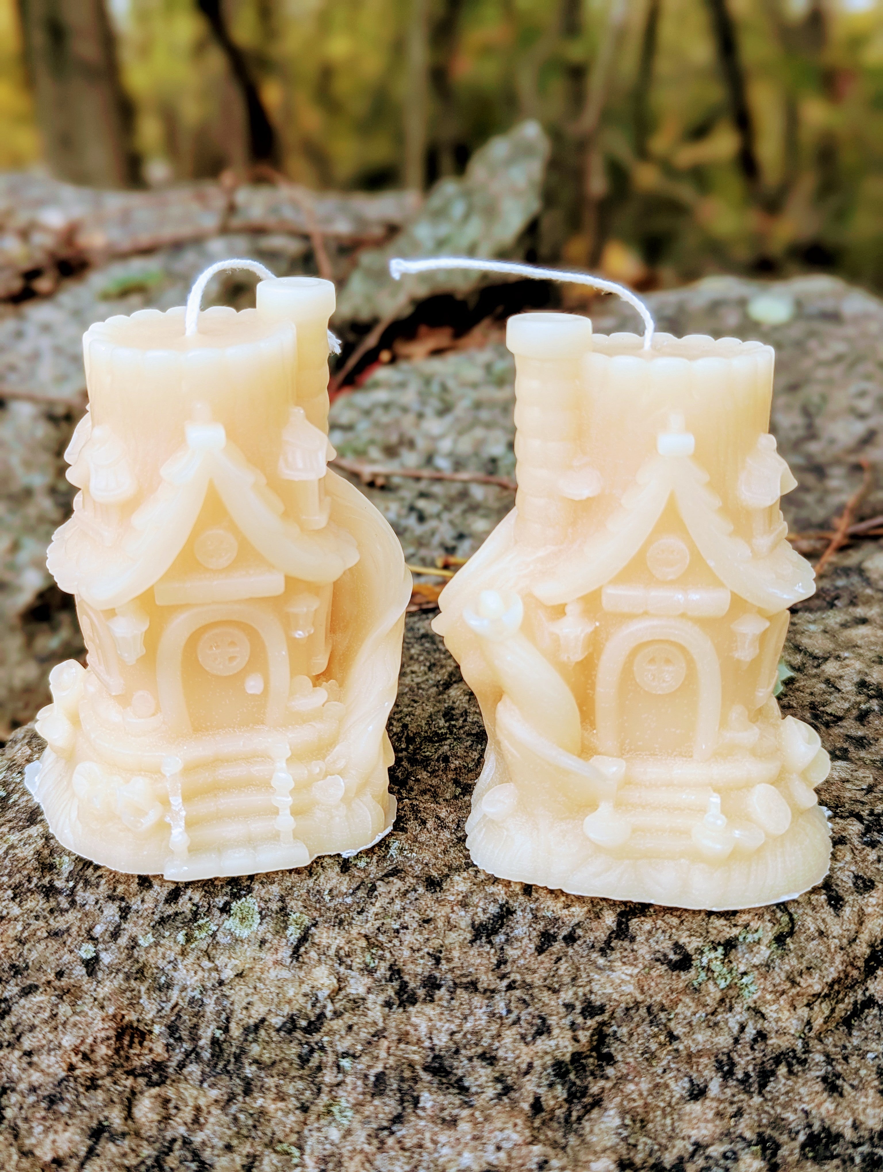 Magic Treehouse Handmade Candle - Unique Pink & Cream Castle Design for Cozy Atmosphere