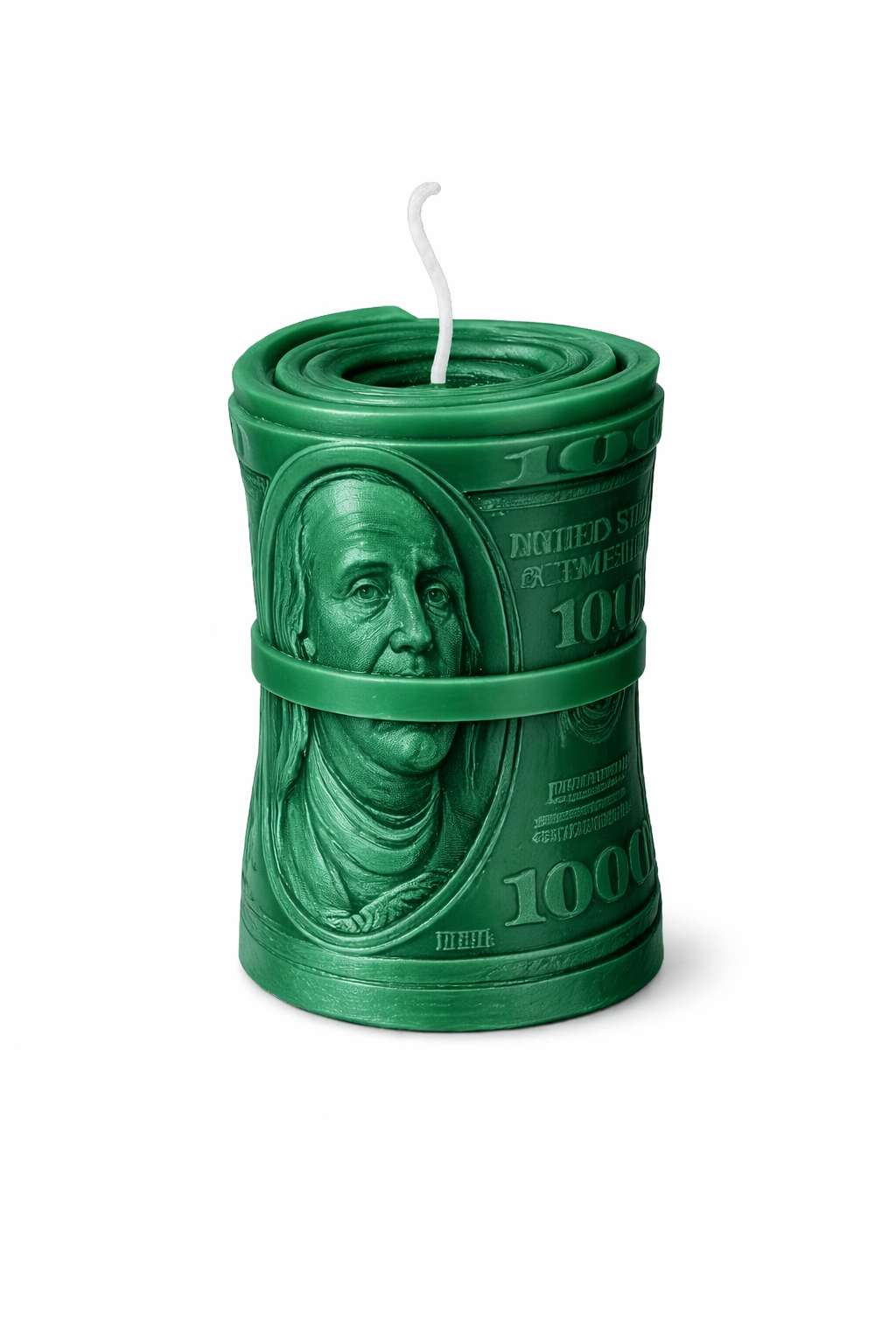 Money Candle - Green Candle with Dollar Design, Ideal for Decor and Gift