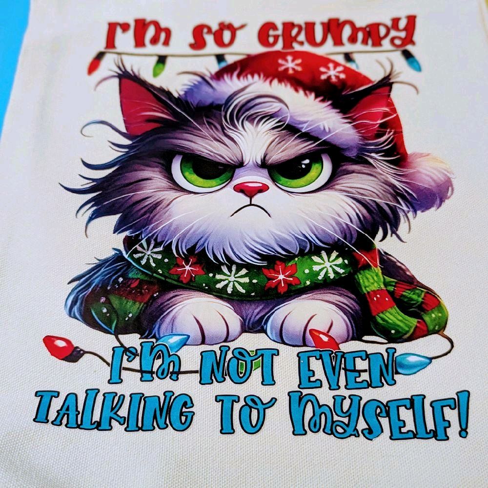 Christmas Handmade Totes with Festive Cat Design and Snowflake Scarf Perfect for Holiday Shopping