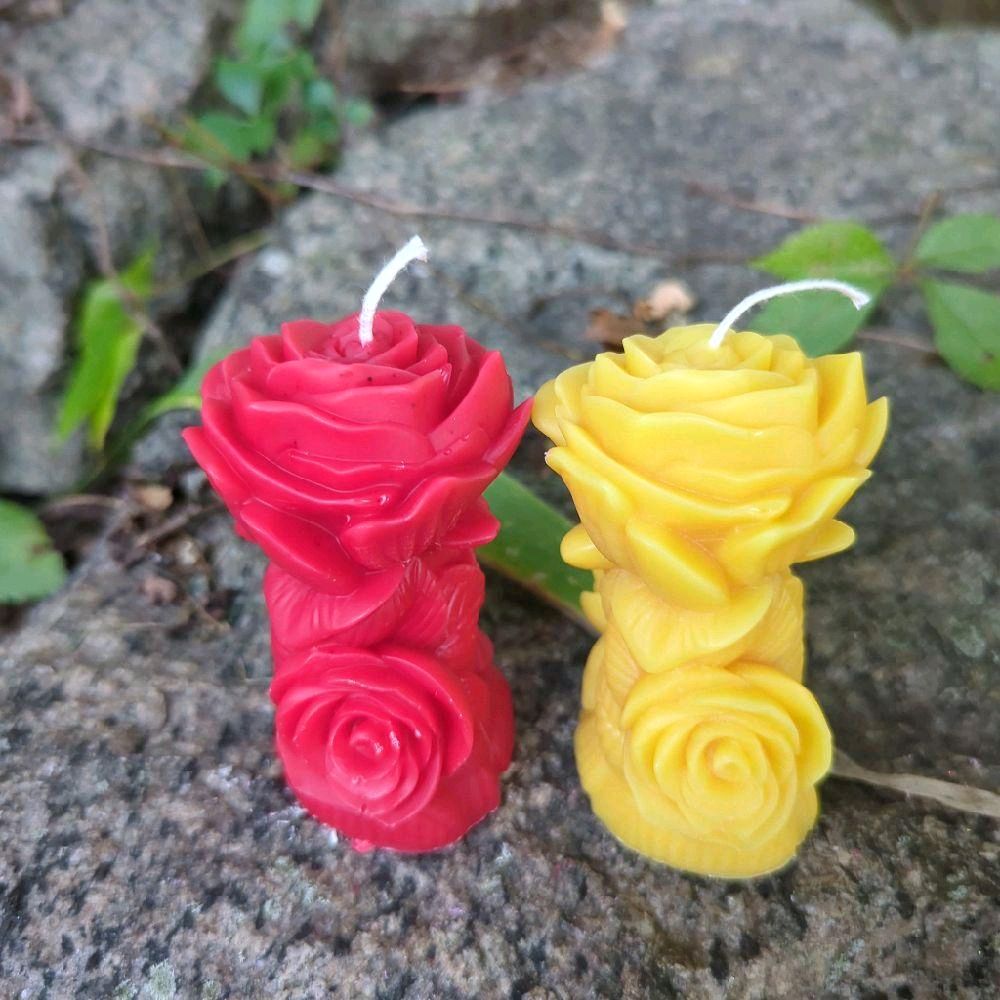 3D Handmade Realistic Flower Candle - Red and Yellow Rose Design for Home Decor and Aromatherapy