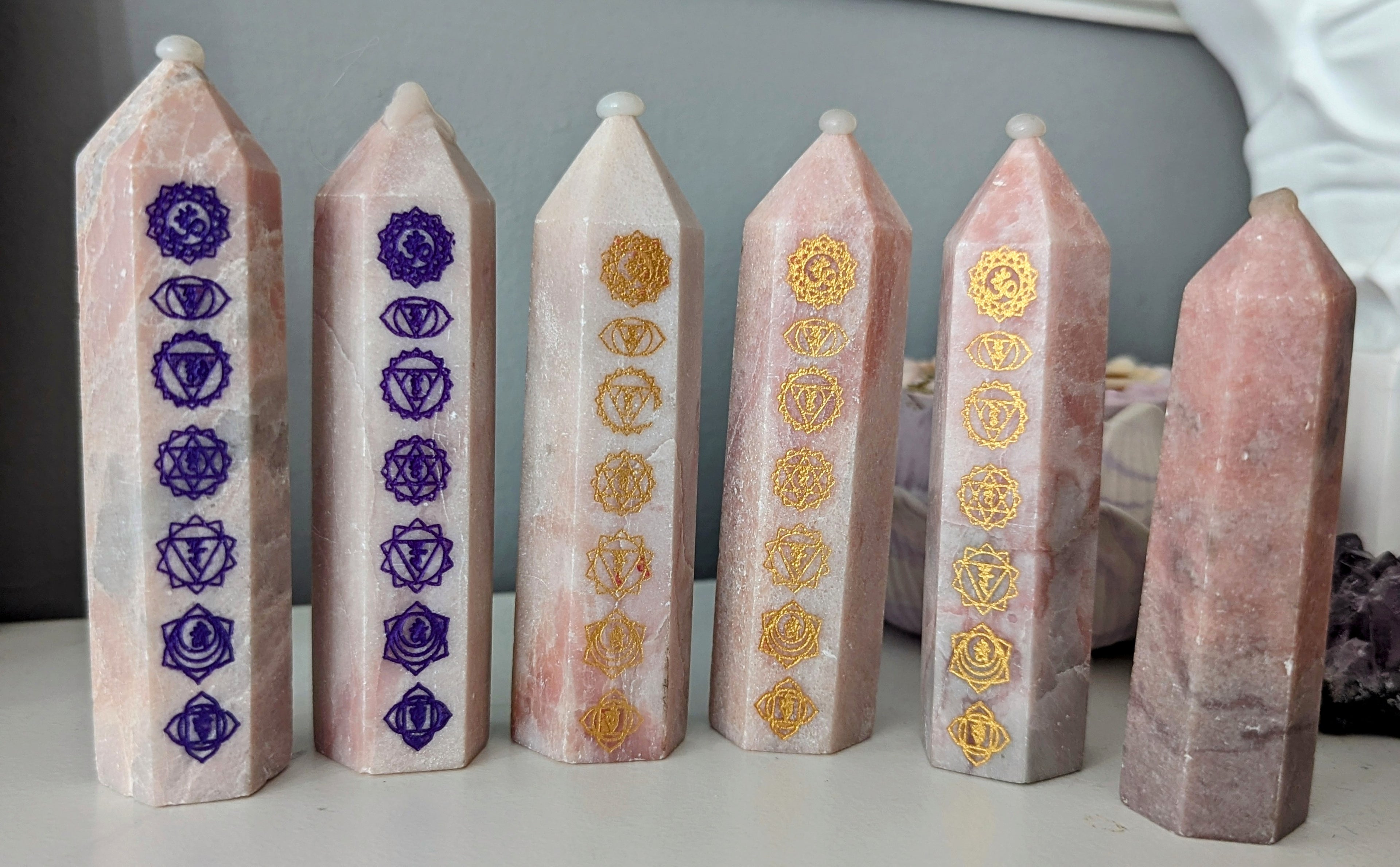 Pink Opal Chakra Tower