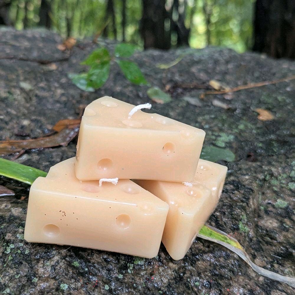 Cheese Shaped Soy Wax Candle Handcrafted Non Toxic Eco Friendly Decorative Light Source for Home Decor